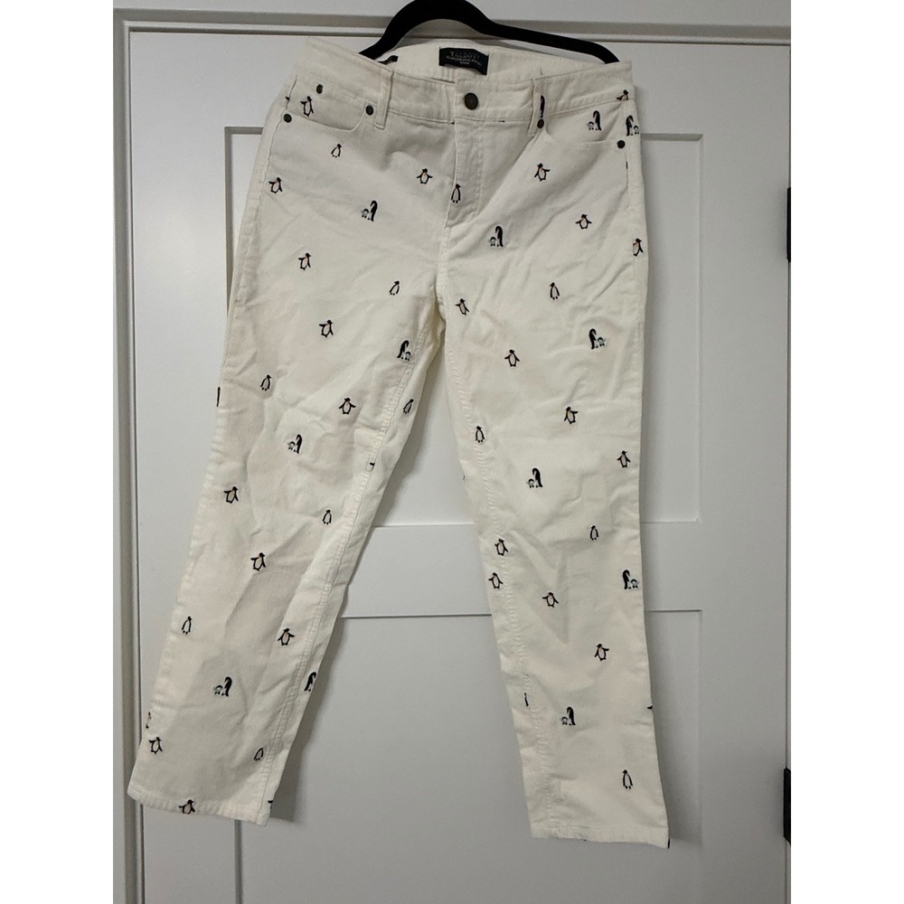 Talbots Flawless Five Pocket Penguin Corduroy Pants Slim Ankle Off White 10P